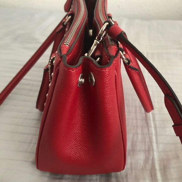 Coach red satchel purse style # 77911 - Picture 6 of 7
